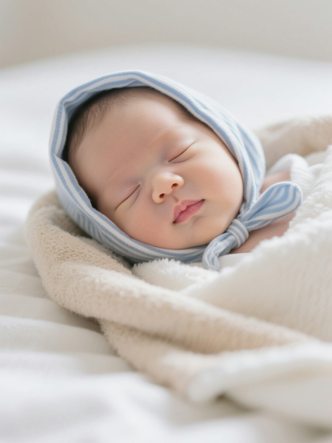 Sleeping baby wrapped in a cosy blanket